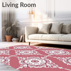 Crimson White Intricate Medallion Repeat Rug