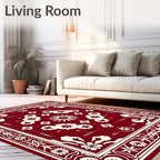 Crimson Ivory Floral Sunburst Rug