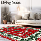 Red Cream Forest Whimsical Animal Rug