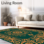 Ornate Emerald Floral Medallion Rug
