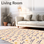 Scripted Star Navy Calligraphy Rug