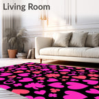 Pink Coral Hearts Clover Scatter Rug