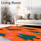 Teal Forest Pink Starburst Orange Rug