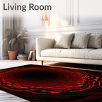 Crimson Abstract Vortex Rug