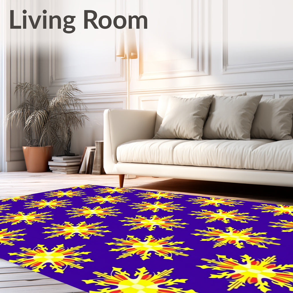 Vibrant Yellow Sunburst Indigo Rug