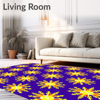 Vibrant Yellow Sunburst Indigo Rug