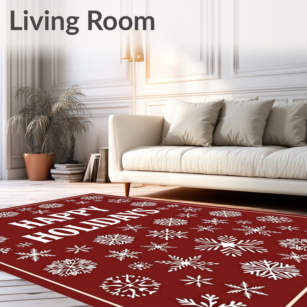 Crimson Snowflake Holiday Rug