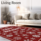 Crimson Snowflake Holiday Rug