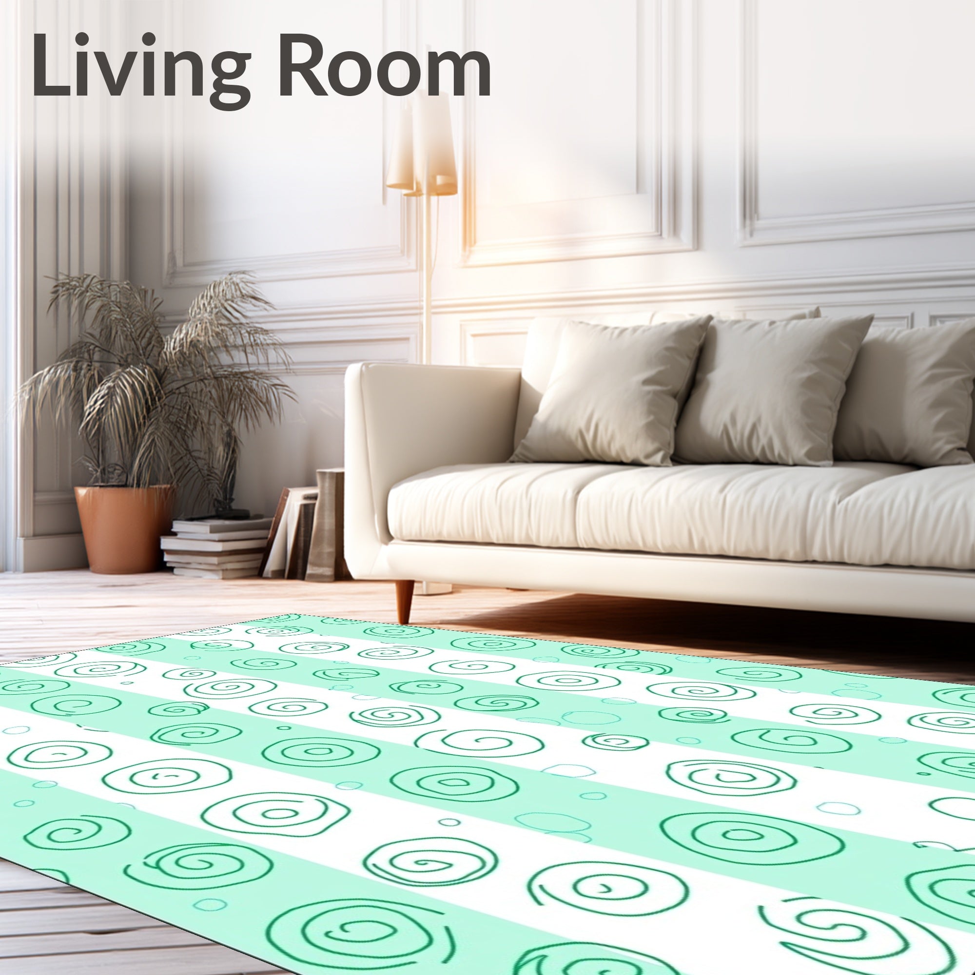 Green Spiral Stripe Collage Rug