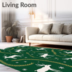 White Deer Festive Garland Emerald Rug