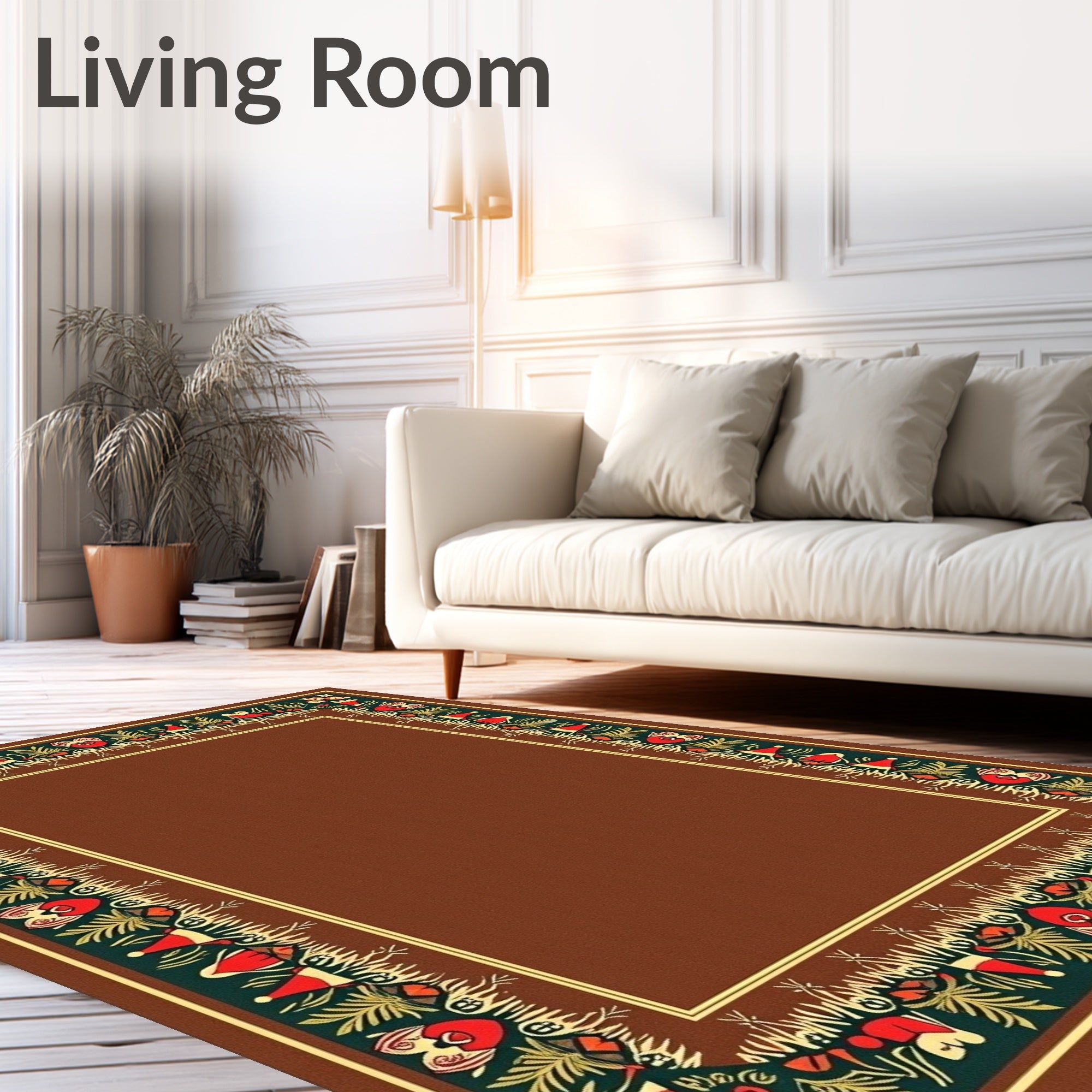 Red and Green Festive Border Rug