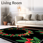 Christmas wreath green red gold bows Rug