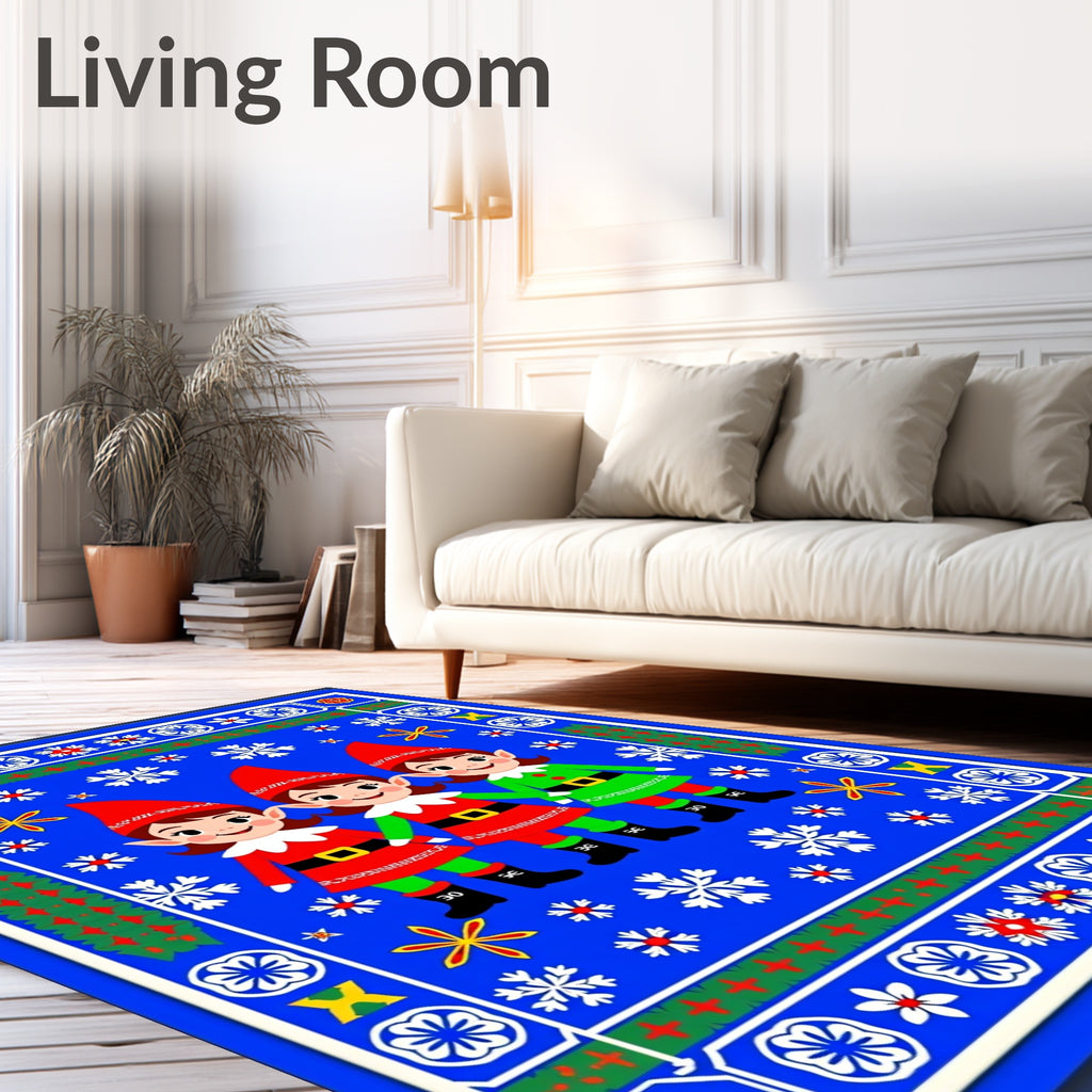 Christmas Elves Snowflake Borders Rug