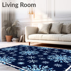 Winter Blue Snowflake Collage Rug