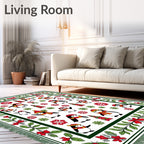 Festive Penguin Garland Christmas Rug