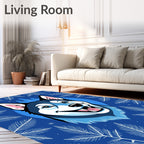 Blue Husky Winter Evergreen Garden Rug