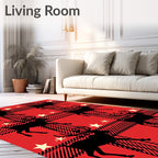 Red Buffalo Plaid Reindeer Stars Rug