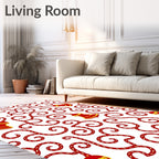 Red Gold Bell Swirl Arrangement Rug