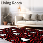 Whimsical Red Tree and Star Rug