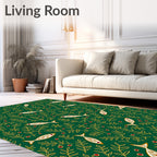 Green Gold Fish Aquatic Fern Rug