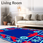 Winter Cardinal Snowflake Border Rug