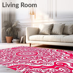 Bold Crimson Medallion Symmetry Rug