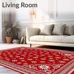 Red White Snowflake Corner Medallion Rug