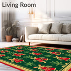 Festive Red Bell Floral Border Rug