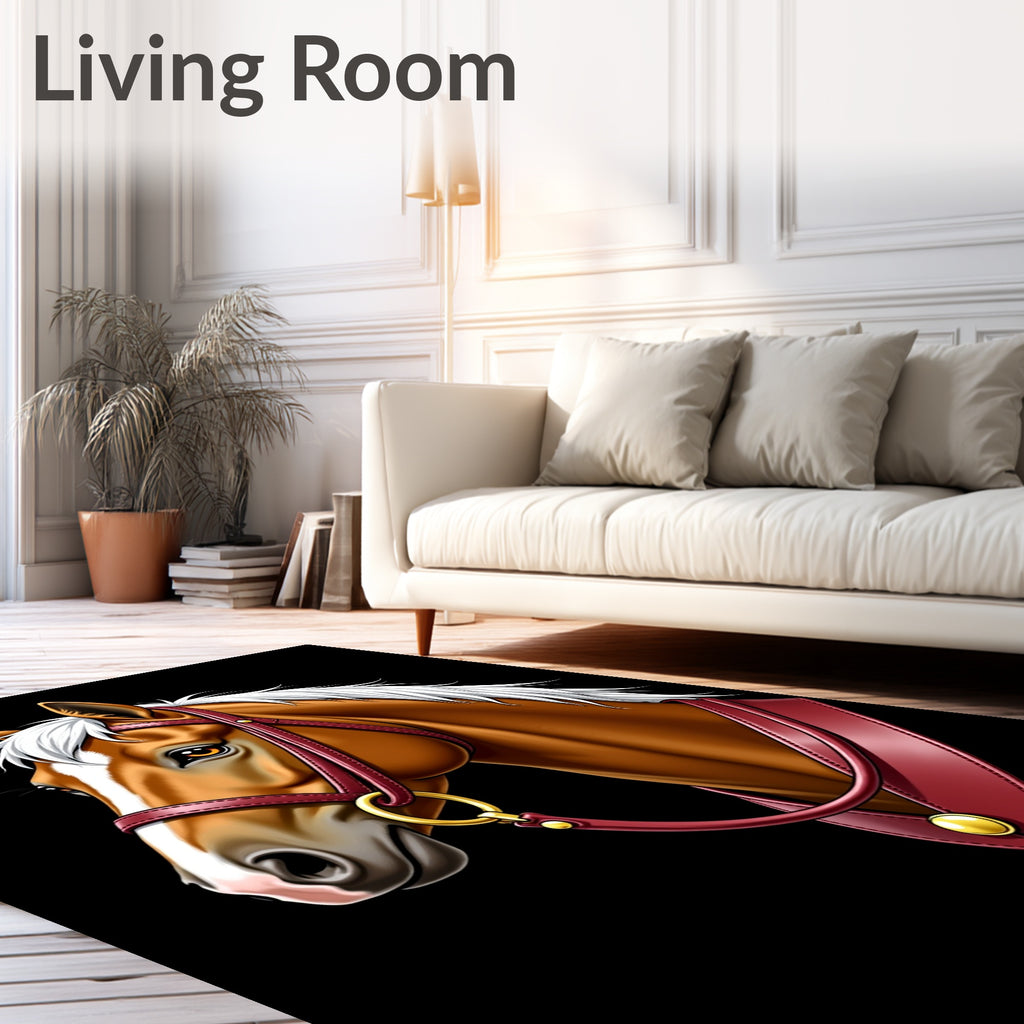 Majestic Chestnut Horse Portrait Rug