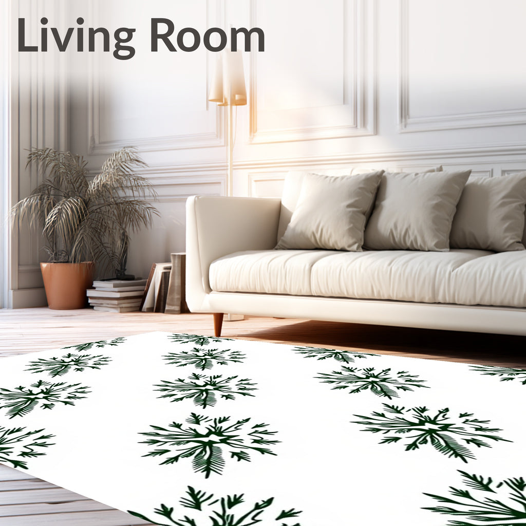 Dark Green Herbal Starburst Arrangement Rug