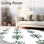 Dark Green Herbal Starburst Arrangement Rug