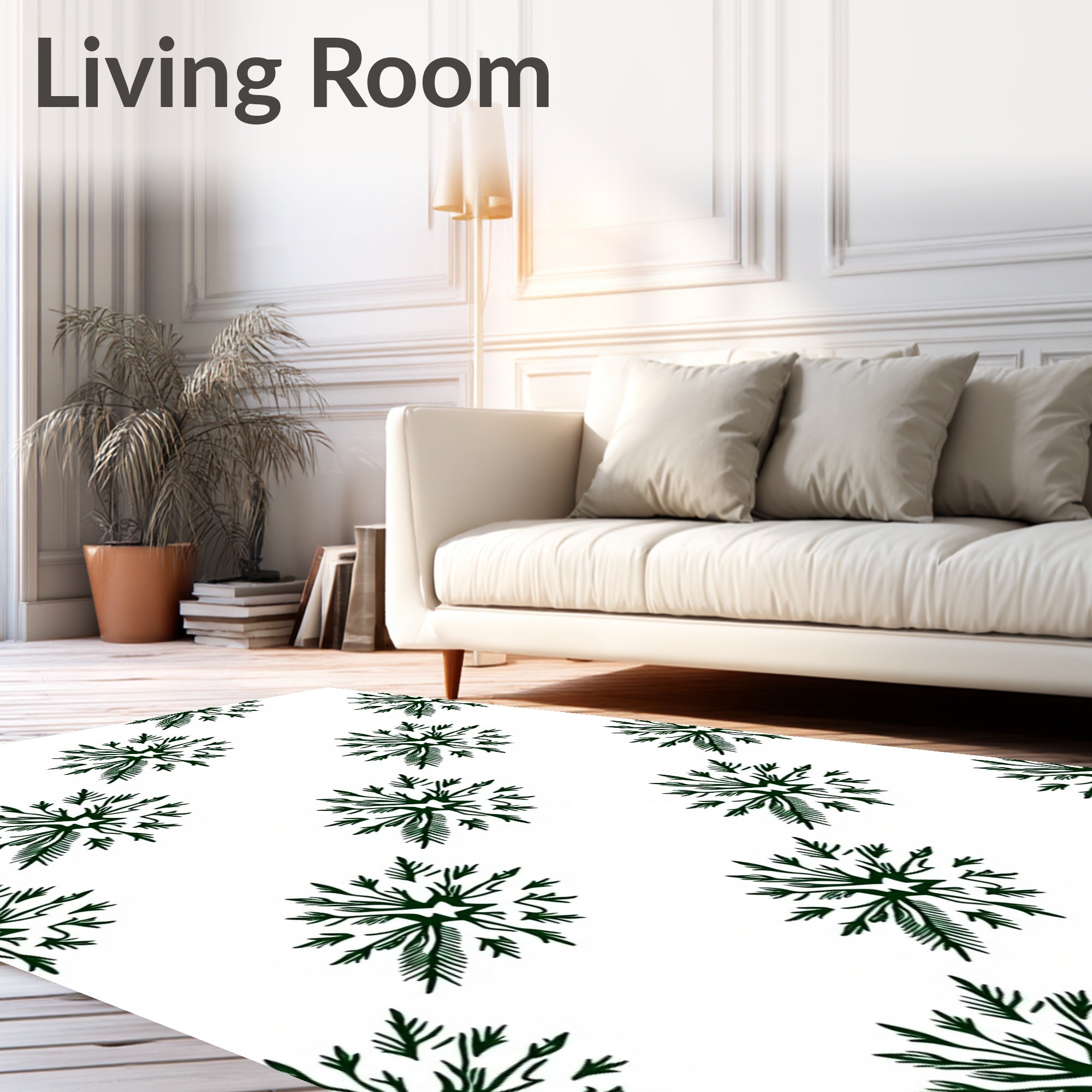 Dark Green Herbal Starburst Arrangement Rug