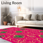 Vibrant Pink Green Ornament Garland Rug
