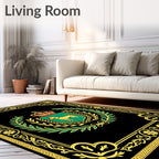 Regal Black Golden Laurel Dog Crest Rug
