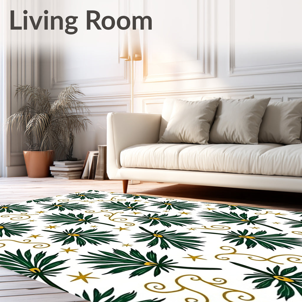 Green Tropical Star Swirl Rug
