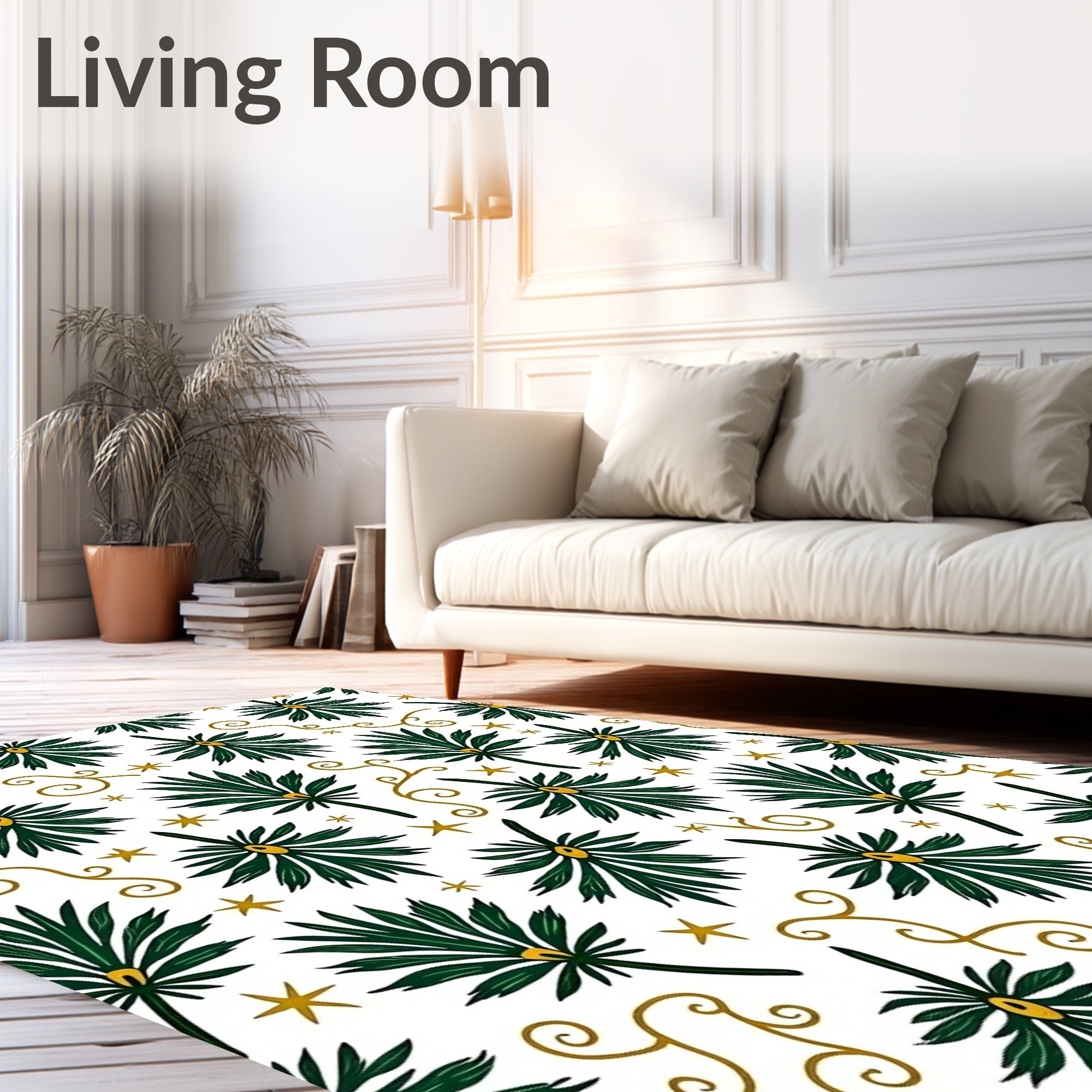 Green Tropical Star Swirl Rug