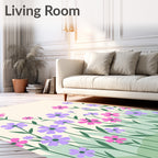Pink Purple Flower Field Border Rug