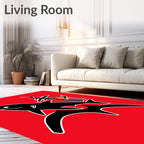 Bold Red Shark Oceanic Silhouette Rug