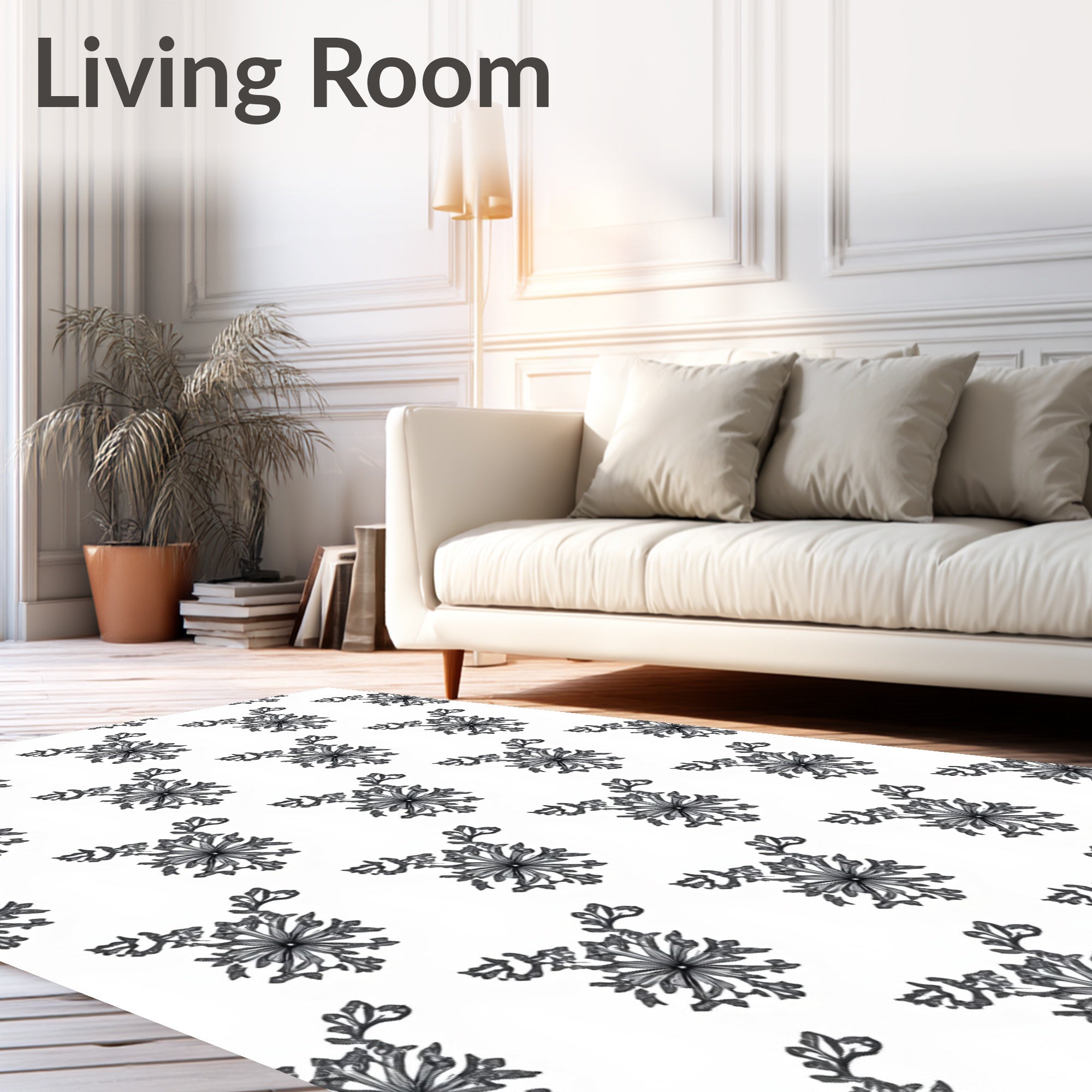 Black White Snowflake Nova Rug