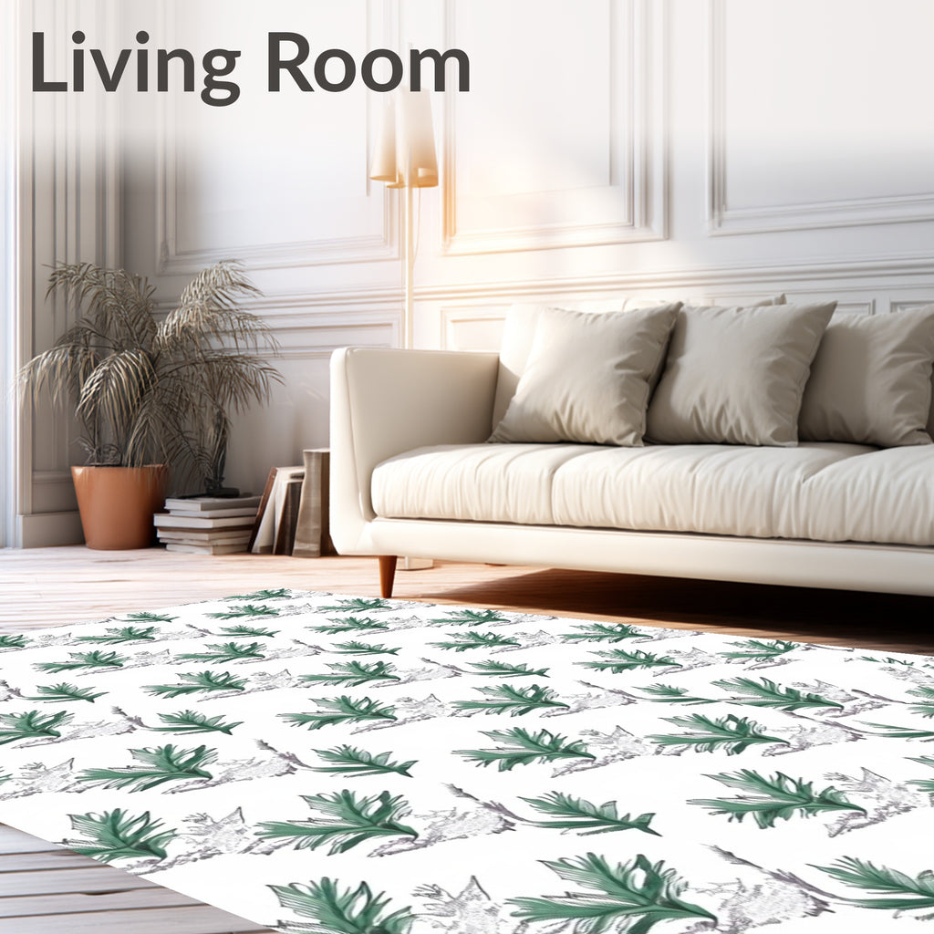 Forest Green Fern Cluster Repeat Rug