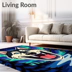 Joyful Husky Under Aurora Sky Rug