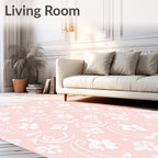 Pink Garden Butterfly Floral Flourish Rug