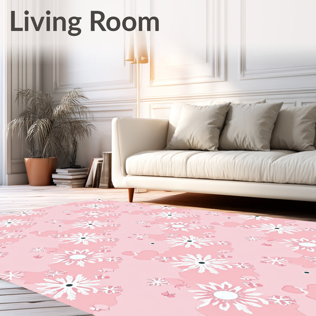 Delicate Rose Floral Sunburst Rug