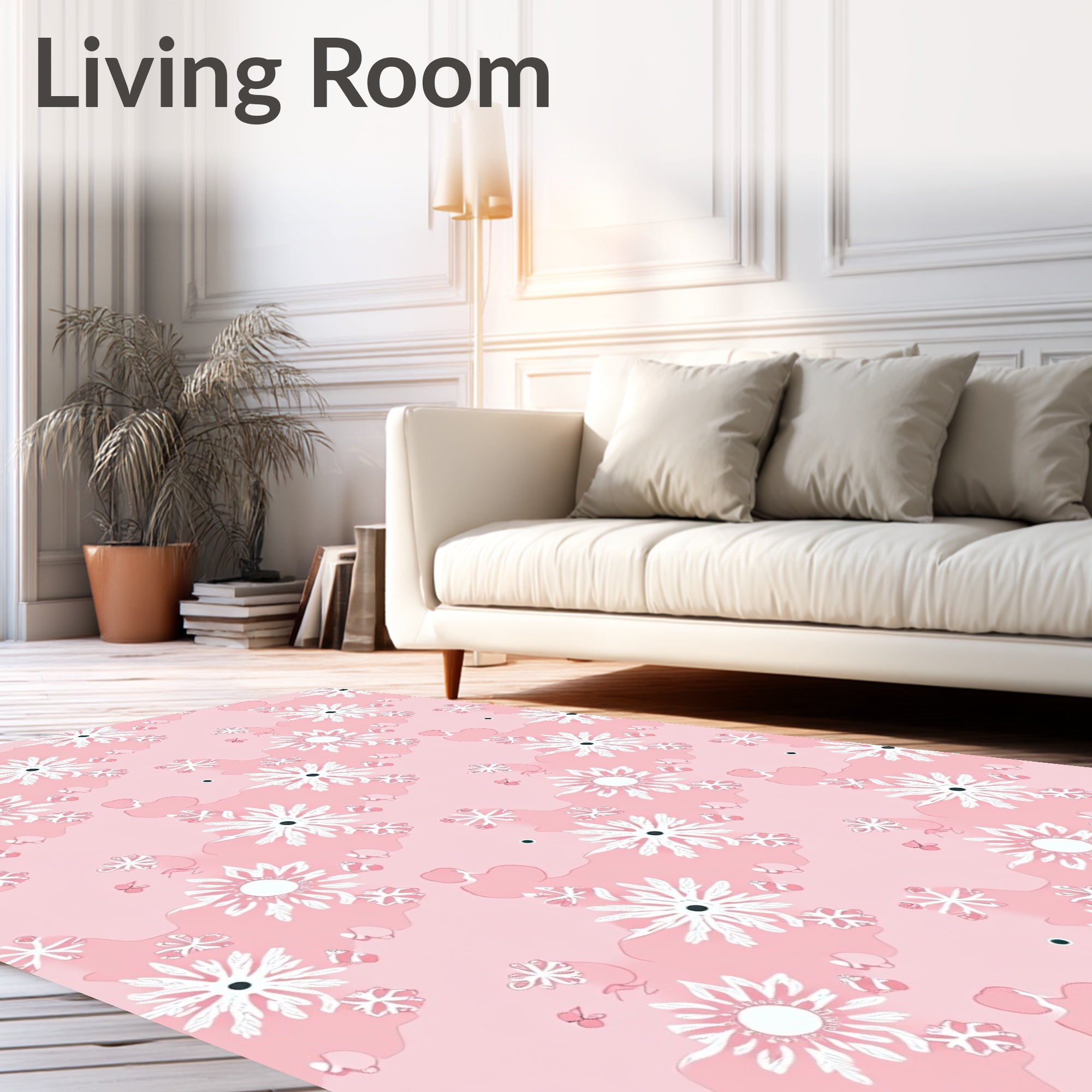 Delicate Rose Floral Sunburst Rug