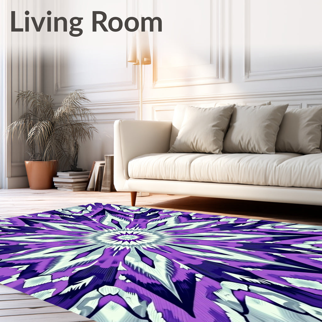 Vibrant Purple Starburst Kaleidoscope Rug