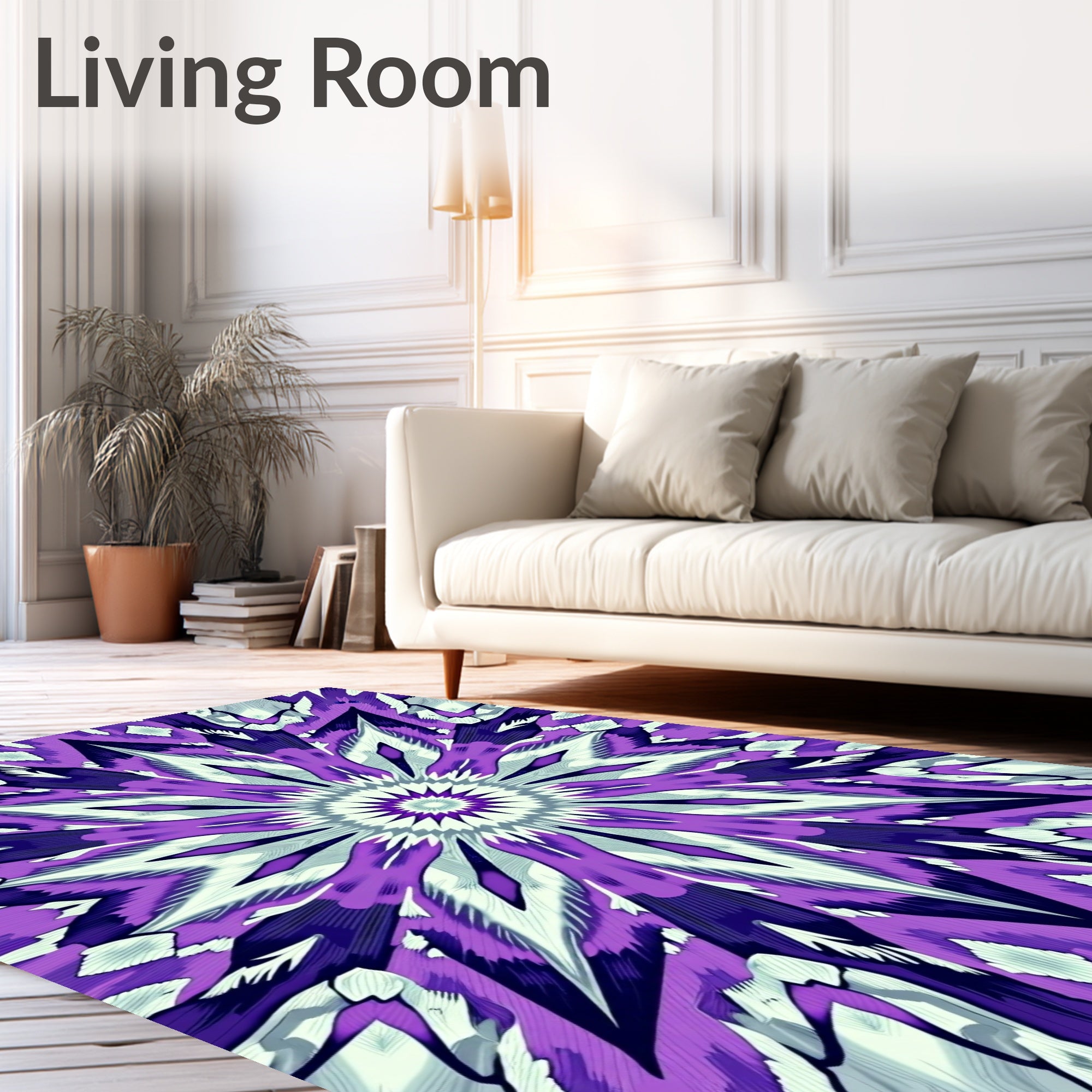Vibrant Purple Starburst Kaleidoscope Rug