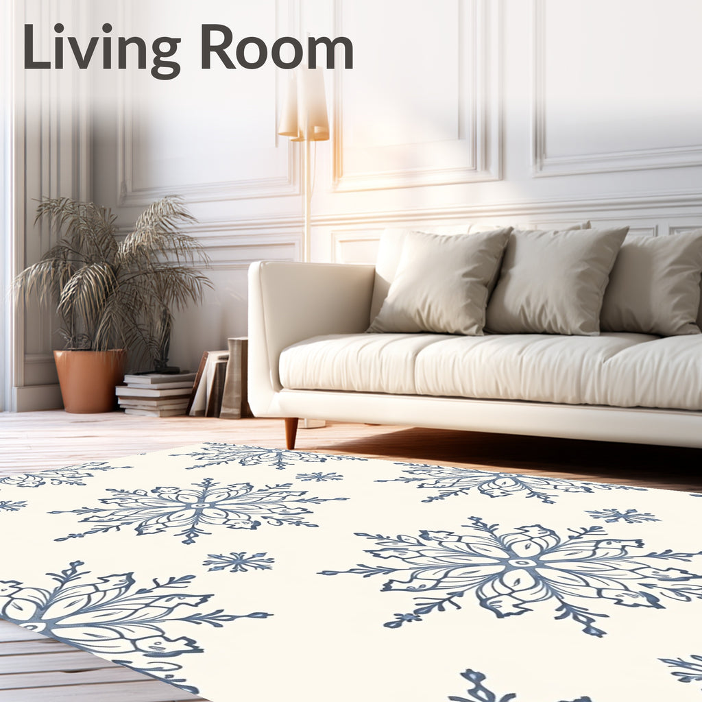 Classic Blue Snowflake Medallion Rug