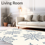 Classic Blue Snowflake Medallion Rug