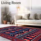 Folksy Crimson Soldier Navy Scene Rug