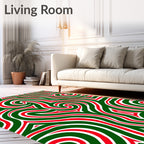 Crimson Green Swirl Heart Abstract Rug